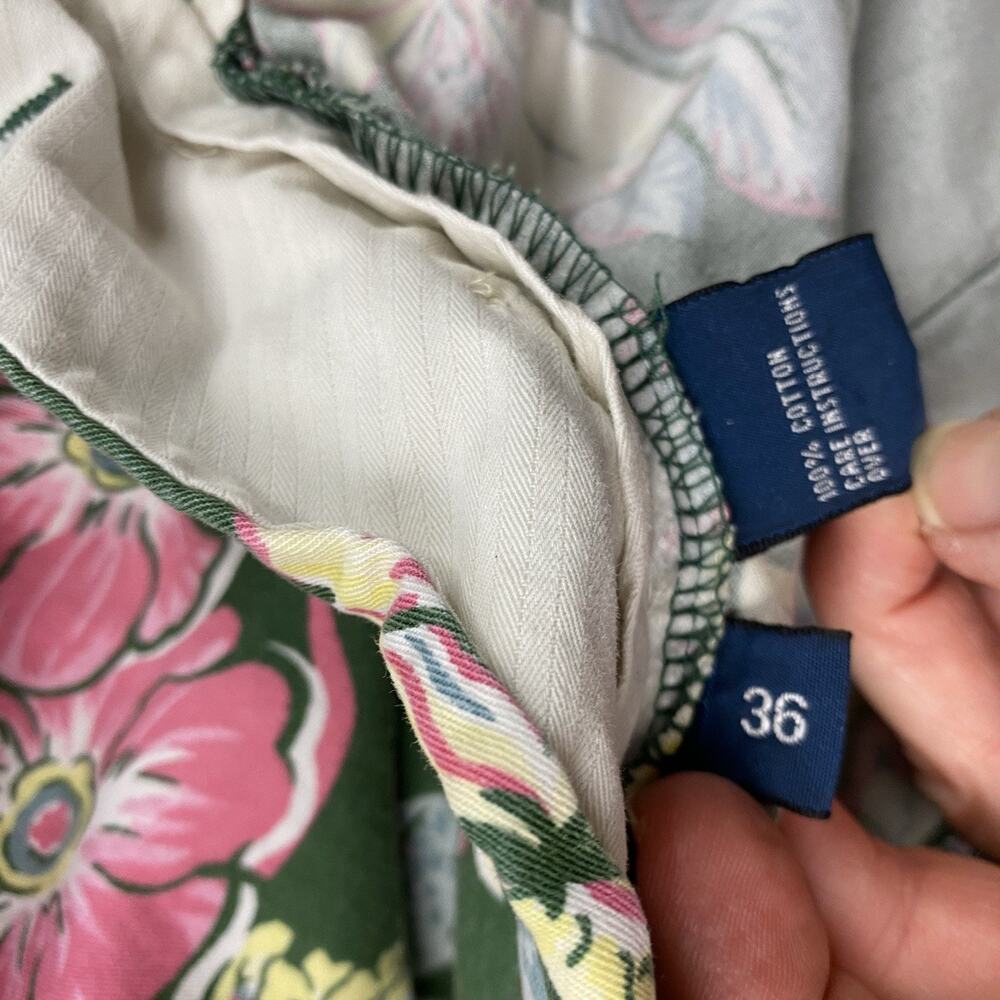 Vtg Polo Ralph Lauren Floral Shorts Mens 36 Green Tropical Floral Ukelele Y2K - Picture 12 of 14